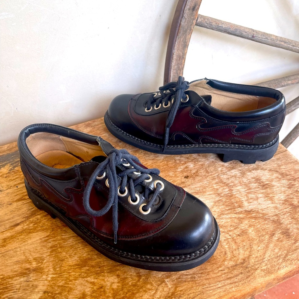 SOLD-JOHN FLUEVOG ANGELS FLAME Black Cordovan Leather Heavy Seventh Heaven Soles - Picture 8 of 14